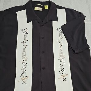 Cubavera Black and White Embroidered Men's Shirt
